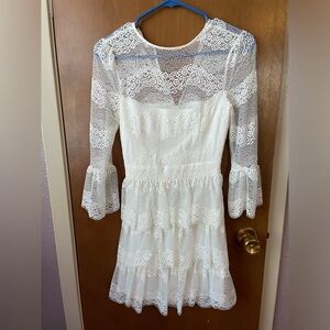 Bebe, Worn once, white, lace, long sleeve dress